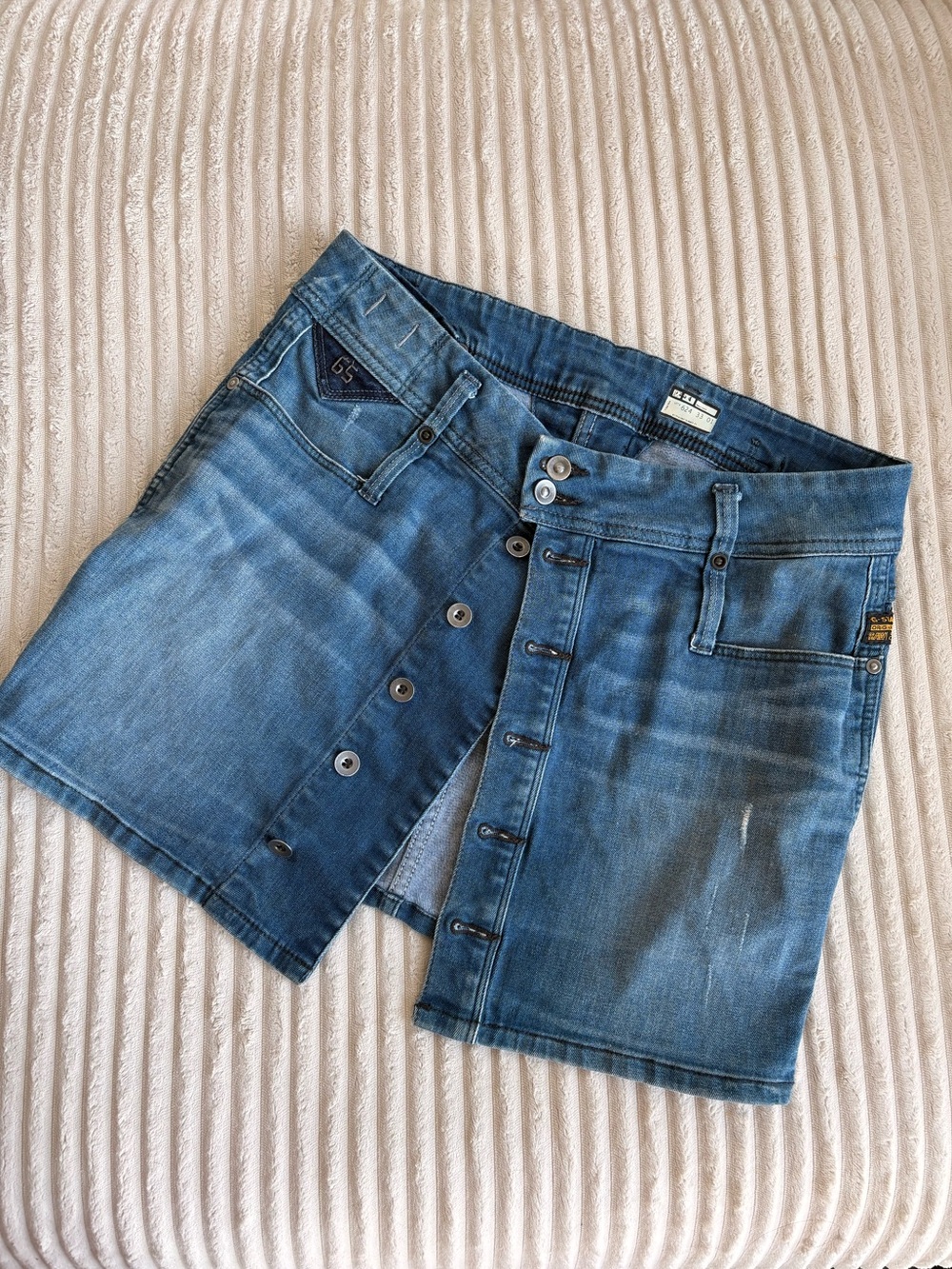 G-Star Originals Button-Front Denim Mini Skirt Blue